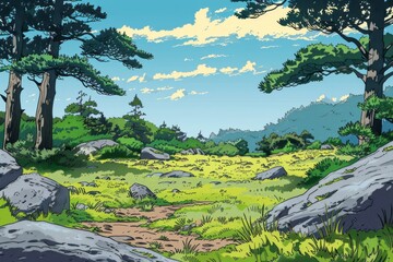 Obraz premium A beautiful and charming forest and field