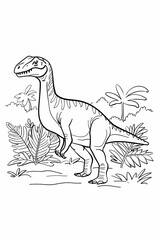 Fototapeta premium Dinosaur coloring page, cartoon style, white background, generative ai, generative, ai