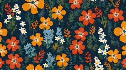 Seamless floral pattern with small flowers. Vector simple endless illustration Generative AI 