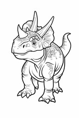 Fototapeta premium Dinosaur coloring page, cartoon style, white background, generative ai, generative, ai