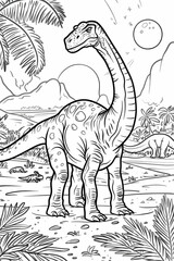 Dinosaur coloring page, cartoon style, white background, generative ai, generative, ai