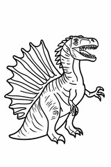 Dinosaur coloring page, cartoon style, white background, generative ai, generative, ai