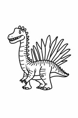 Dinosaur coloring page, cartoon style, white background, generative ai, generative, ai