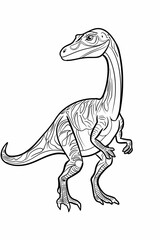Fototapeta premium Dinosaur coloring page, cartoon style, white background, generative ai, generative, ai