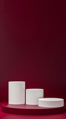 Obraz premium Platforms for Display with Maroon Background