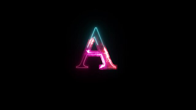 Glowing neon alphabet A .Educational concept with neon letter A. Shine text A the best digital symbol and 3d render.