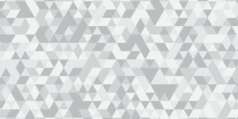 Obraz premium Abstract geometric white and gray background seamless mosaic and low polygon triangle texture wallpaper. Triangle shape retro wall grid pattern geometric ornament tile vector square element.