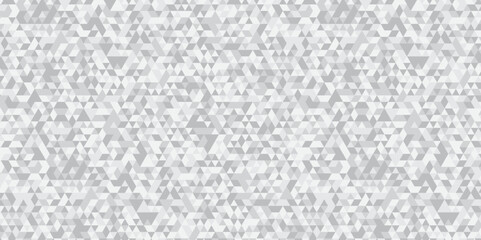 	
Abstract geometric white and gray background seamless mosaic and low polygon triangle texture wallpaper. Triangle shape retro wall grid pattern geometric ornament tile vector square element.
