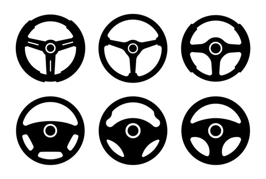 vector silhouette of car steering wheel