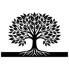 Obraz premium A silhouette flat tree icon illustration on white background 2