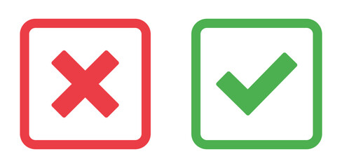 simple icon vector of tick and cross symbol. Yes, no, Correct, Wrong