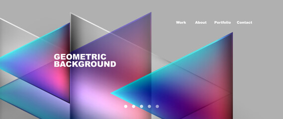 Flowing bright neon gradients geometric abstract background with triangles and lines. Fluid color pattern of color liquid gradient background for wallpaper, banner, background, card, landing page