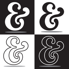 Ampersand symbol vector illustration. A flat illustration design used for ampersand symbol icon,  white and black background. EPS 10