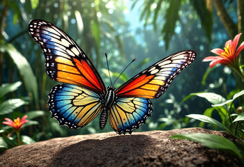 Naklejka premium Fantasy tropical butterfly
