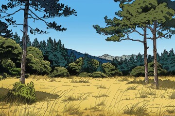 Fototapeta premium A tranquil and serene forest and meadow scene
