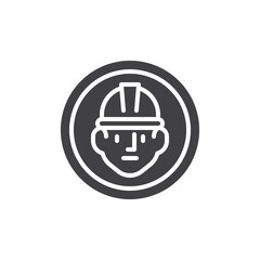 Person wearing a hard hat vector icon