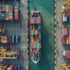 Time-lapse of a container ship being loaded and unloaded at a busy port.