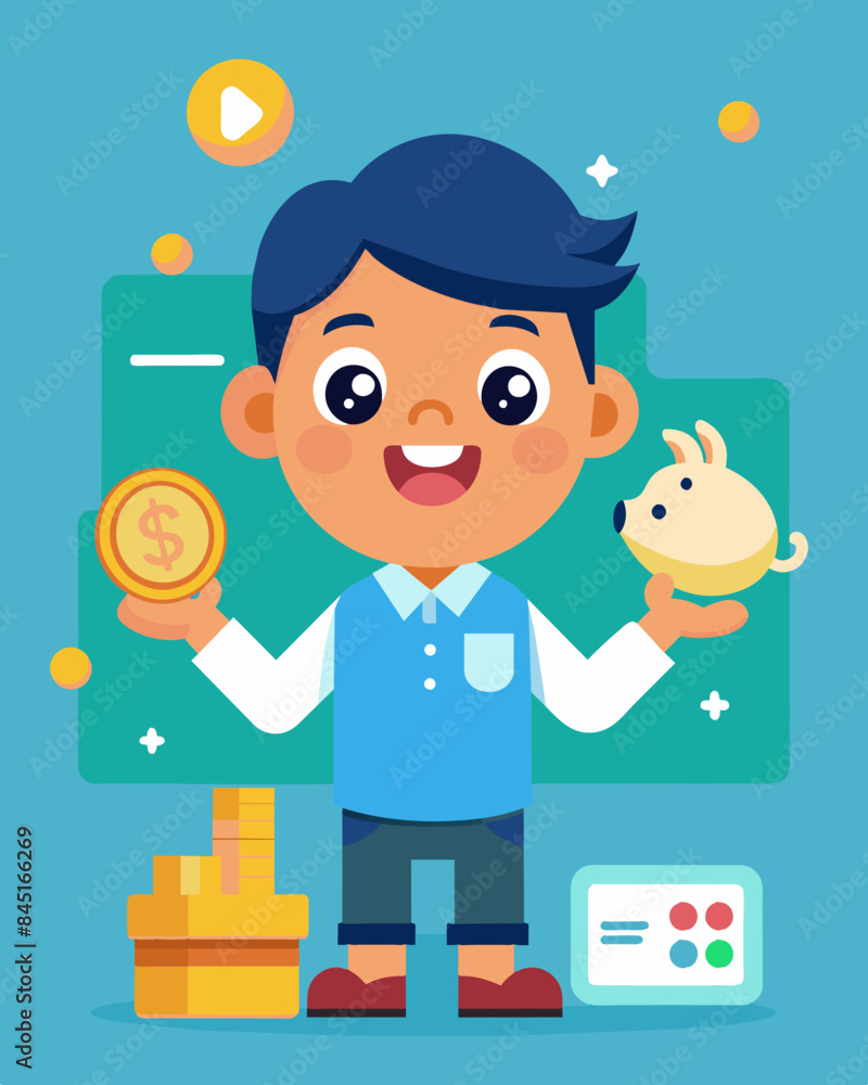 Poster an animated video tutorial featuring e characters and catchy songs teaching children the basics of m