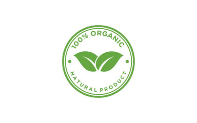 Green Healthy Organic Natural Eco Bio Food Products Label Stamp.