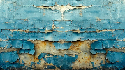 Fototapeta premium Old, blue, exfoliated, peeling paint on the concrete wall. The background. Texture