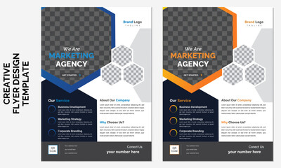 Modern Creative Corporate Business flyer template clean design Blue & Orange color