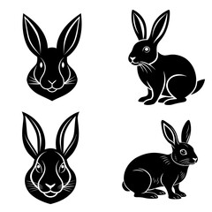 A silhouette rabbit illustration on white background 1