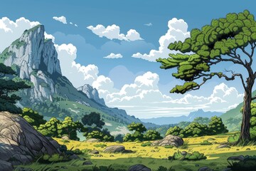 A whimsical and peaceful forest and open area