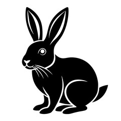 A silhouette rabbit illustration on white background