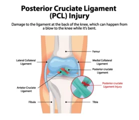 Illustration of PCL injury in the knee