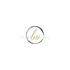 BV initial logo design vector stock gold. BV initials signature logo. Handwritten logo vector templates. Hand drawn Calligraphy lettering Vector illustration.