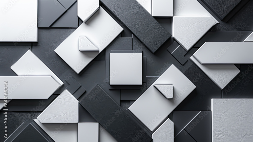Aufkleber abstract 3d geometric shapes black and white background texture pattern design elements minimalist m