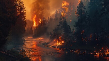 River adjacent fire