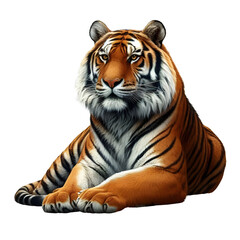 Obraz premium Tiger sitting on transparent or white background,