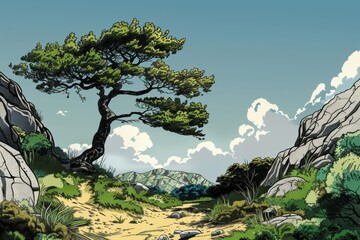 Obraz premium A tranquil and serene forest and meadow scene