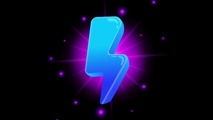 Power icon game vector animation with sparkling light background. an energy item reward in the game.