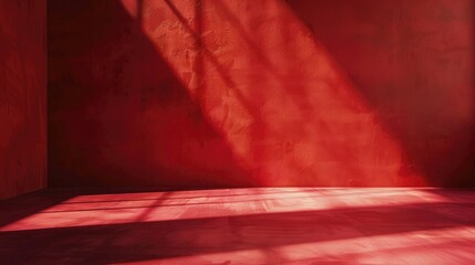 Red background with shadows in a studio for product display