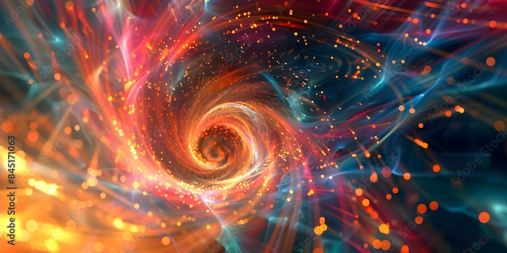 Fototapete digital abstract background with pulsating data streams in network connectivity dance. concept digit