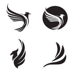 set of black and white Eagle Vector illustration silhouette Artwork. 