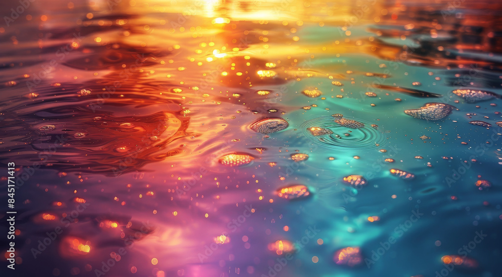 Poster rainbow color on water. generative ai.