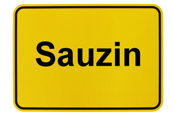 Illustration eines Ortsschildes der Gemeinde Sauzin in Mecklenburg-Vorpommern