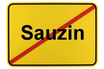 Illustration eines Ortsschildes der Gemeinde Sauzin in Mecklenburg-Vorpommern