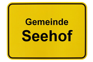 Illustration eines Ortsschildes der Gemeinde Seehof in Mecklenburg-Vorpommern