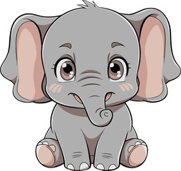 Vector Cute Cartoon Elephant Illustration