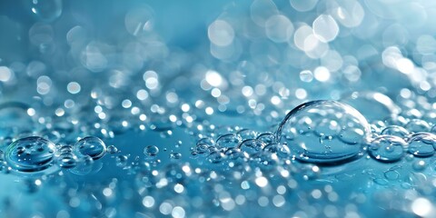 Blue background with water bubbles cosmetic gel serum texture for advertising. Concept Product Photography, Blue Background, Water Bubbles, Cosmetic Gel, Serum Texture, Advertising