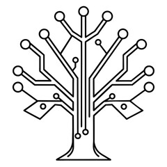 Silhouette cybernetics tree - Vector design and illustration - Digital vector - Latest vector - Premium Victor
