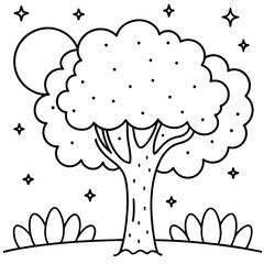 tree in winter whimsical night tree - Vector design and illustration - Digital vector - Latest vector - Premium Victor