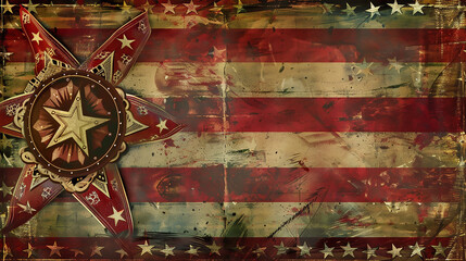 Memorial Day western banner featuring sheriff badge stars and bandana-patterned stripes.