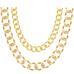 Set of chain vector icons on white background. Black long chain. Vector 10 Eps.