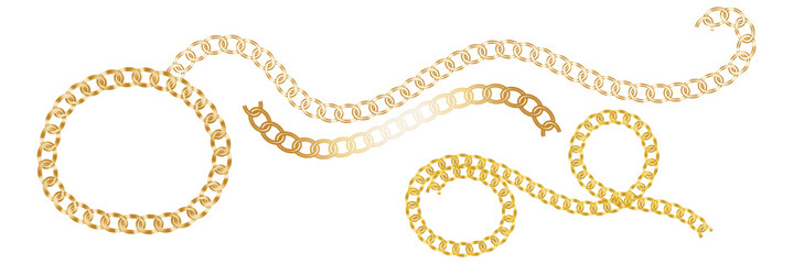 Set of chain vector icons on white background. Black long chain. Vector 10 Eps.