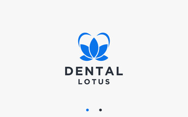 dental with lotus logo design vector silhouette illustration